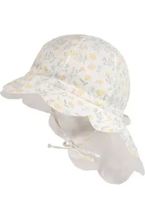 maximo Fischerhut MINI GIRL-Flapper,Nackenschutz Tunnelzug, UV 50 gelb|weiß 47