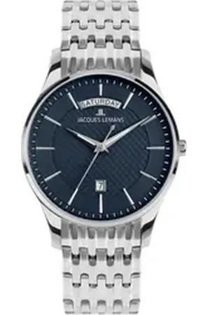 Jacques Lemans Quarzuhr London 1-2193H, Armbanduhr, Herrenuhr, Edelstahlarmband, analog, Wochentag, Tag silberfarben