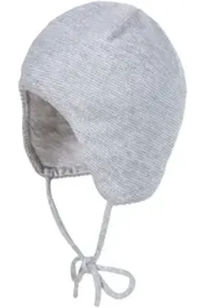 maximo Strickmütze GOTS BABY-Mütze ausgenäht LL-Struktur, Bindeband, Jerseyfutter grau 37