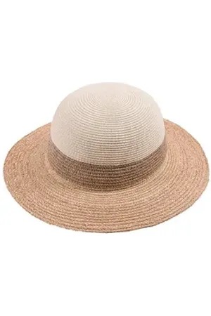 CAPO Strohhut Strohhut, Naturtöne, breite Krempe (1-St) weiß L/XL