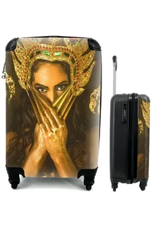 MuchoWow Handgepäckkoffer Frau - Gold - Krone, 4 Rollen, Reisetasche mit rollen, Handgepäck für Ferien, Trolley, Reisekoffer bunt