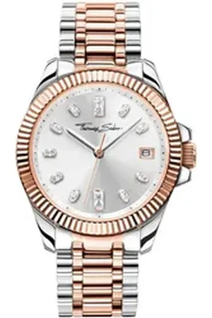 Thomas Sabo Quarzuhr DIVINE WA0371-277-201-33 MM, Armbanduhr, Damenuhr, Datum, Mineralglas mit Saphirbeschichtung silberfarben