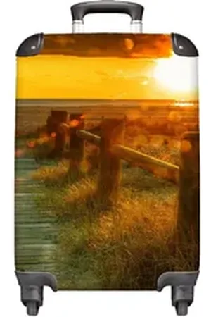 MuchoWow Handgepäckkoffer Sonne - Strand - Düne - Horizont - Gras - Weg - Orange, 4 Rollen, Reisetasche mit rollen, Handgepäck für Ferien, Trolley, Reisekoffer bunt