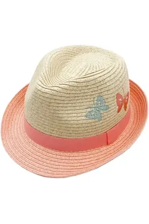 maximo Strohhut MINI GIRL-Trilby Schmetterling Stickerei, geflochten (1-St) braun 49