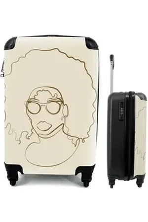 MuchoWow Handgepäckkoffer Linienkunst - Frau - Text - Zitate, 4 Rollen, Reisetasche mit rollen, Handgepäck für Ferien, Trolley, Reisekoffer bunt