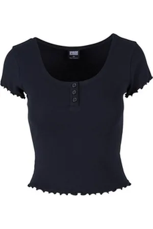 Urban classics T-Shirt Damen Ladies Rib Babylock Tee (1-tlg) schwarz 4XL