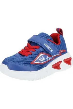 Geox Sneaker Lederimitat/Mesh Sneaker blau|rot 33 EU