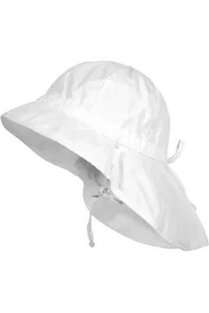 maximo Fischerhut GOTS MINI GIRL-Flapper Nackenschutz, Bindeband, Waschoptik, UV Washed Look weiß 55