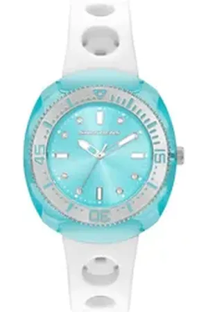 Skechers Quarzuhr PALMERA SR6319, Armbanduhr, Damenuhr, Silikonarmband, analog, Glassteine weiß