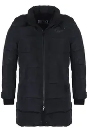 Diesel Winterjacke W-RUSSELL Herren Steppjacke Parka in Unifarbe, mit abnehmbarer Kapuze, mit Stehkragen schwarz XXL