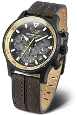 Vostok Chronograph Expedition South Pole, 43 mm, braunes Lederband, 592C763-L, Solaruhr