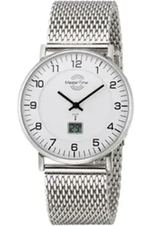 Master Time Funkuhr MTGS-10557-22M MTGS-10558-12M, Quarzuhr, Armbanduhr, Herrenuhr, Edelstahlarmband, analog, digital silberfarben