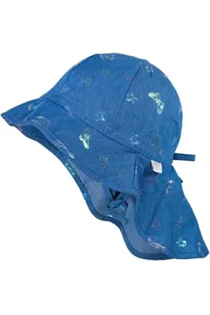 maximo Fischerhut MINI GIRL-Flapper,Nackenschutz "jens butterfly", Bindeband, UV 50 blau 53