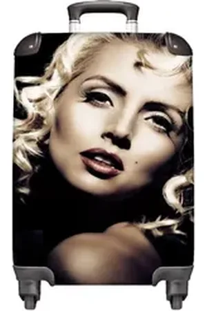 MuchoWow Handgepäckkoffer Frau - Vintage - Lippenstift - Blond - Locken, 4 Rollen, Reisetasche mit rollen, Handgepäck für Ferien, Trolley, Reisekoffer bunt