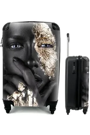 MuchoWow Handgepäckkoffer Frau - Gold - Schwarz - Make-up - Luxus, 4 Rollen, Reisetasche mit rollen, Handgepäck für Ferien, Trolley, Reisekoffer bunt