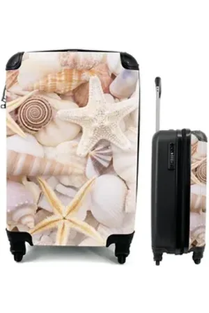MuchoWow Handgepäckkoffer Seestern - Muscheln - Strand - Sommer, 4 Rollen, Reisetasche mit rollen, Handgepäck für Ferien, Trolley, Reisekoffer bunt