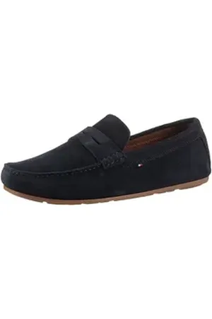 Tommy Hilfiger CASUAL HILFIGER SUEDE DRIVER Slipper, Loafer, Businessschuh, Mokassin mit Zierriegel, schmale Form blau 44 EU