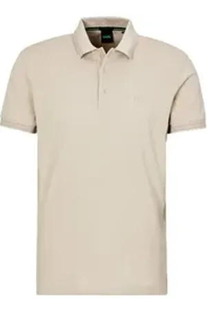 HUGO BOSS Poloshirt Paddy mit kontrastfarbenen Streifen am Kragen beige|braun 4XL