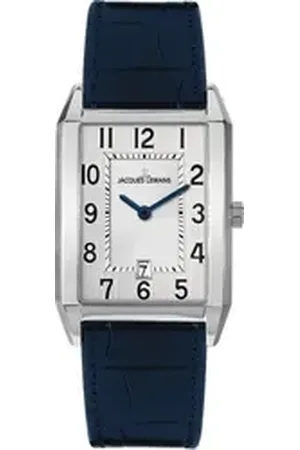 Jacques Lemans Quarzuhr Torino 1-2160.1A, Armbanduhr, Herrenuhr, Lederarmband, analog, Datum blau