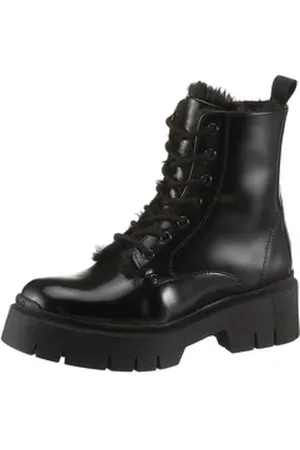 HUGO BOSS Kris_LuBootie_BRPU Schnürboots, Stiefelette, Plateauboots, Blockabsatz, mit Profilsohle schwarz 36 EU