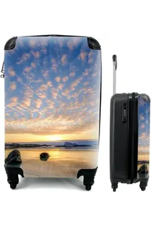 MuchoWow Handgepäckkoffer Strand - Sonne - Wolken, 4 Rollen, Reisetasche mit rollen, Handgepäck für Ferien, Trolley, Reisekoffer bunt