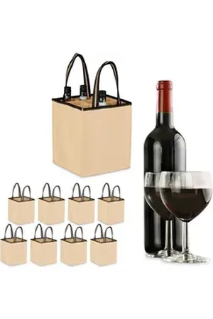 Relaxdays Tragetasche 9x Flaschentasche für je 9 Flaschen Filz beige|schwarz