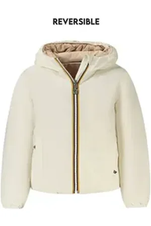 K-Way Outdoorjacke Wendbare Mädchenjacke Weiß/Beige mit Kapuze und Kontrastdetails 8A