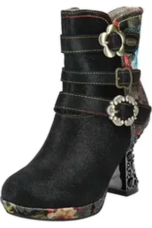 LAURA VITA Stiefelette Leder/Textil High-Heel-Stiefelette schwarz 39 EU