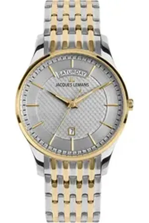 Jacques Lemans Quarzuhr Armbanduhr für London Quarz Bicolor grau