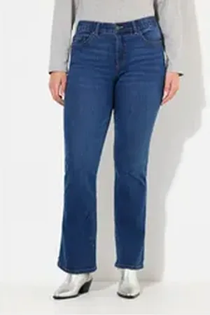 Ulla Popken Regular-fit-Jeans Bootcut-Jeans Marie weites Bein 5-Pocket-Schnitt blau 30