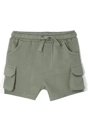 Vertbaudet Bermudas Bio-Kollektion: Baby Cargo-Shorts aus Sweatware grün 80
