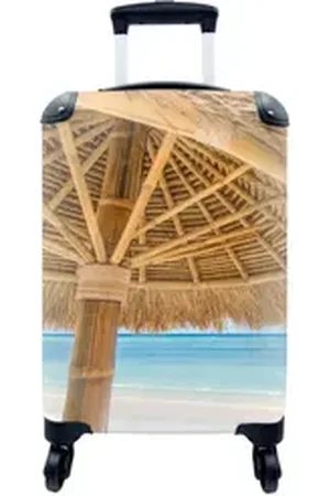MuchoWow Handgepäckkoffer Sonnenschirm - Strand - Meer - Tropisch, 4 Rollen, Reisetasche mit rollen, Handgepäck für Ferien, Trolley, Reisekoffer bunt