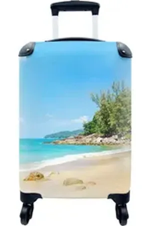MuchoWow Handgepäckkoffer Strand - Meer - Pflanzen - Tropisch, 4 Rollen, Reisetasche mit rollen, Handgepäck für Ferien, Trolley, Reisekoffer bunt