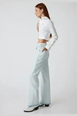 Koton Straight-Jeans Normale Leibhöhe Straight blau 26/32