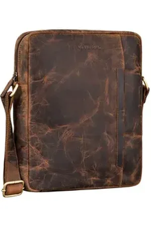 STILORD Schultertasche "Sergio" Ledertasche Herren Umhängetasche mittelgroß Tablet 11 Zoll braun