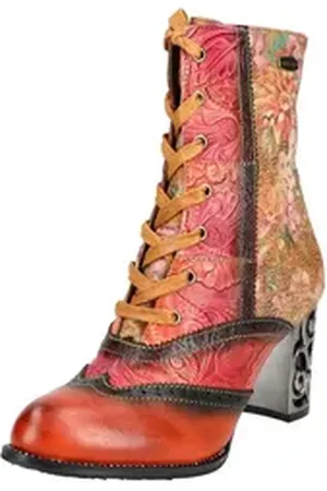 LAURA VITA Stiefelette Leder/Textil High-Heel-Stiefelette rot 36 EU