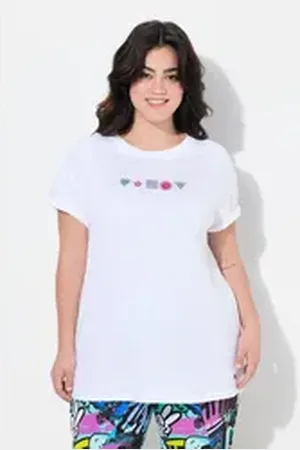 Angel of Style Angel of Style T-Shirt T-Shirt Komfort Fit verzierte Smileys weiß 56
