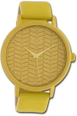 Oozoo Quarzuhr Damen Armbanduhr Timepieces, (Analoguhr), Damenuhr Lederarmband gelb, rundes Gehäuse, groß (ca. 45mm) gelb