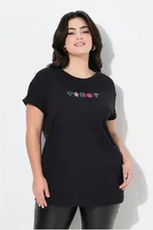 Angel of Style Angel of Style T-Shirt T-Shirt Komfort Fit verzierte Smileys schwarz 46