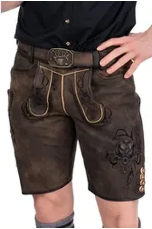 SPIETH & WENSKY Trachtenlederhose Lederhose Herren kurz - DEMOS - zeder/schwarz schwarz 62