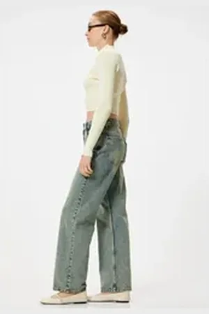 Koton Straight-Jeans Normale Leibhöhe Longer Straight grün 32/32