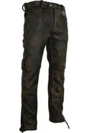 MDM Lederhose Vintage Herren Lederhose seitlich geschnürt im Used Look W40