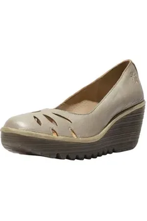 Fly London Pumps Leder Keilpumps silberfarben 41 EU