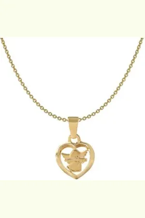 Acalee Kette mit Anhänger Kinder- mit Herzengel Gold 333 / 8K Kinderschmuck goldfarben 38 cm