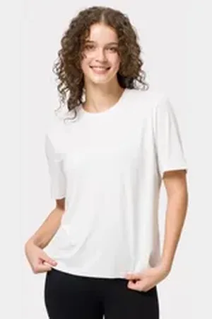 Les Lunes T-Shirt MILLIE Shirt Basic Locker geschnittenes Basic T-Shirt aus weichem Bambus-Mix weiß L