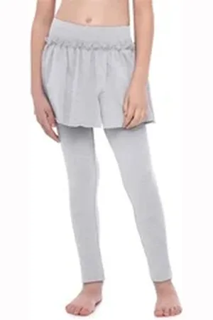 Merry Style Leggings Mädchen Lange Leggings aus Baumwolle mit Rock MS10-255 (1-tlg) elastischer Bund grau 146