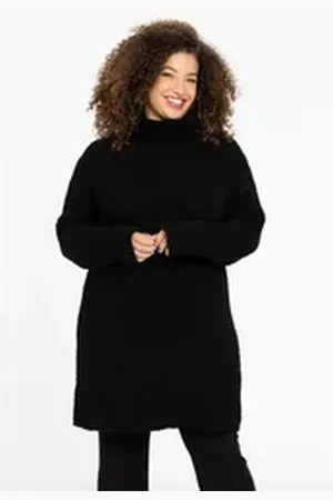 Yoek Longpullover Damen Pullover Große Größen schwarz 38/40