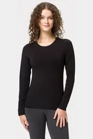 Les Lunes Yoga & Relax Shirt SCARLETT Longsleeve Basic Locker geschnittenes Basic Longsleeve aus weichem Bambus-Mix schwarz XL