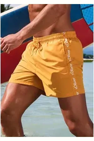 QS by s.Oliver Badeshorts mit Markenschriftzügen gelb XXL (58/60)