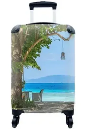 MuchoWow Handgepäckkoffer Tropisch - Strand - Meer, 4 Rollen, Reisetasche mit rollen, Handgepäck für Ferien, Trolley, Reisekoffer bunt
